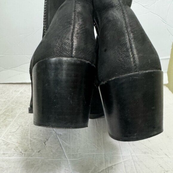 VINCE CAMUTO Imala Double Zip Mid Heel Booties Leather Moto Boots Punk Black 7 - Picture 14 of 16